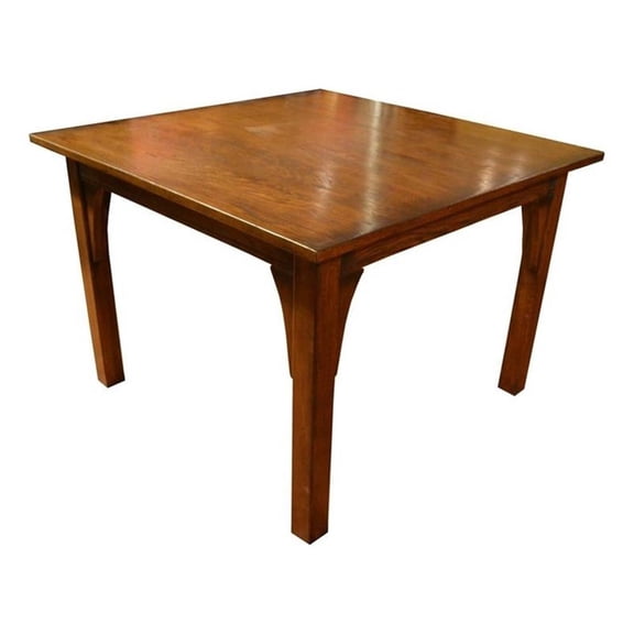 Pemberly Row Mission Style White Oak Square Dining Table in Walnut