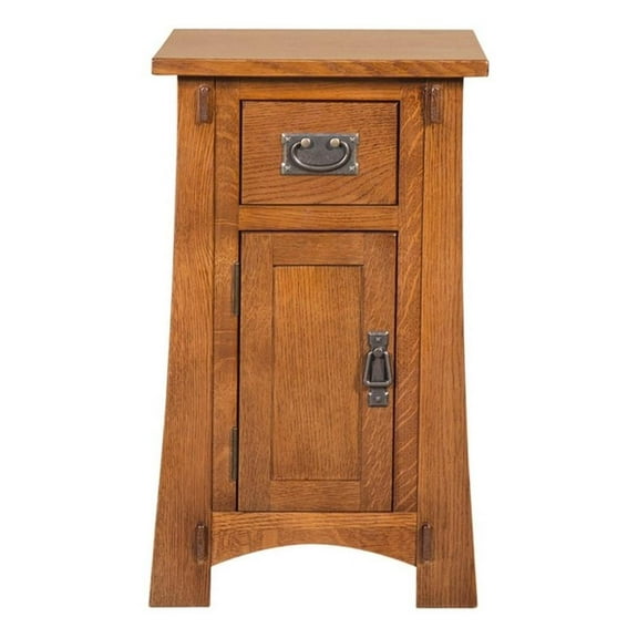 Pemberly Row Mission Tapered Leg Narrow Nightstand in Walnut