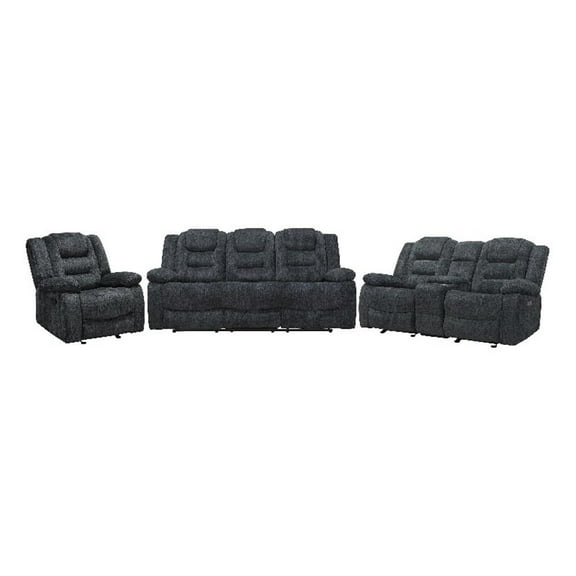 Pemberly Row Misty Storm Manual Glider Reclining Sofa Loveseat Recliner