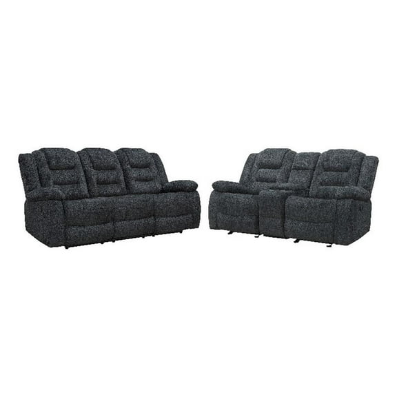 Pemberly Row Misty Storm Manual Glider Reclining Sofa and Loveseat