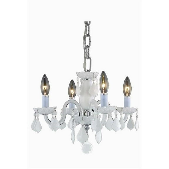 Pemberly Row Modern 15" 4 Light Royal Crystal Chandelier in White