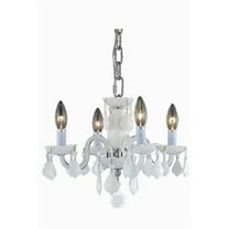 Pemberly Row Modern 15" 4 Light Royal Crystal Chandelier in White