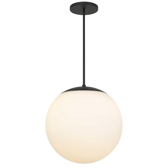 Pemberly Row Modern 18" Integrated CCT LED Outdoor Pendant in Black