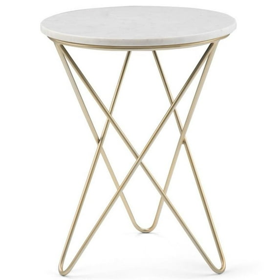 Pemberly Row Modern 18 " Metal Accent Side Table in White and Gold