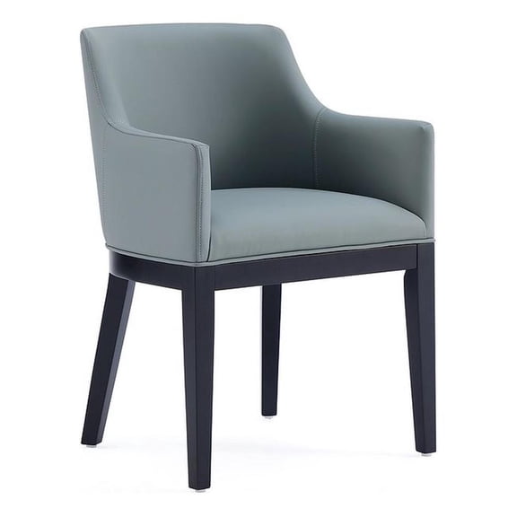 Pemberly Row Modern 19.5" Faux Leather Dining Armchair in Pewter