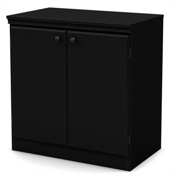 Pemberly Row Modern 2 Door Accent Chest in Pure Black Finish