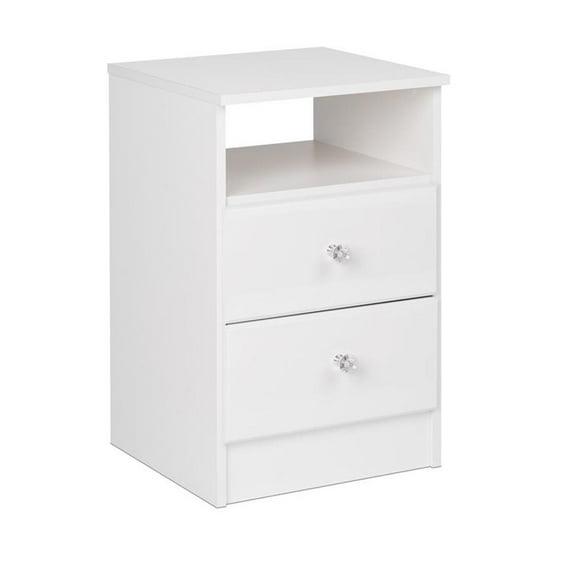 Pemberly Row Modern 2 Drawer Nightstand in White