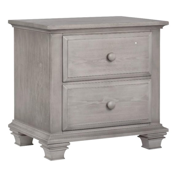 Pemberly Row Modern 2-Drawer Wood Nightstand in Stone Wash Gray