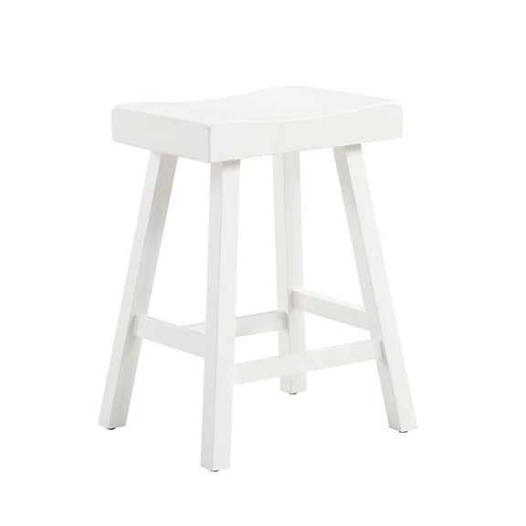 Pemberly Row Modern 24" Solid Wood Saddle Barstool in White Finish