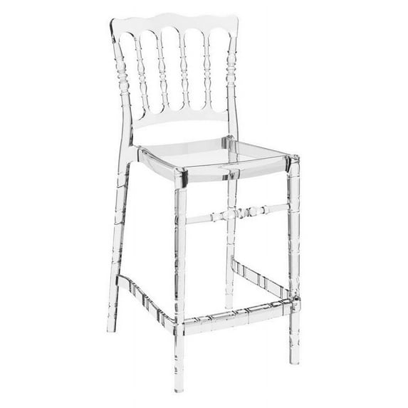 Pemberly Row Modern 25.5" Outdoor Counter Stool in Transparent Clear