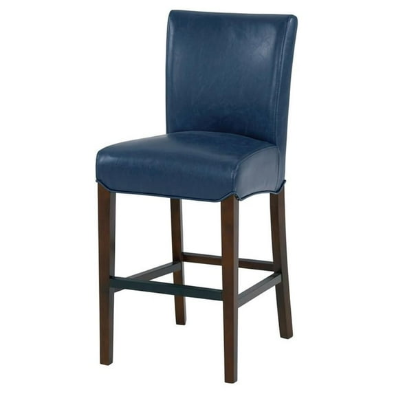 Pemberly Row Modern 26.5" Bonded Leather Counter Stool in Blue