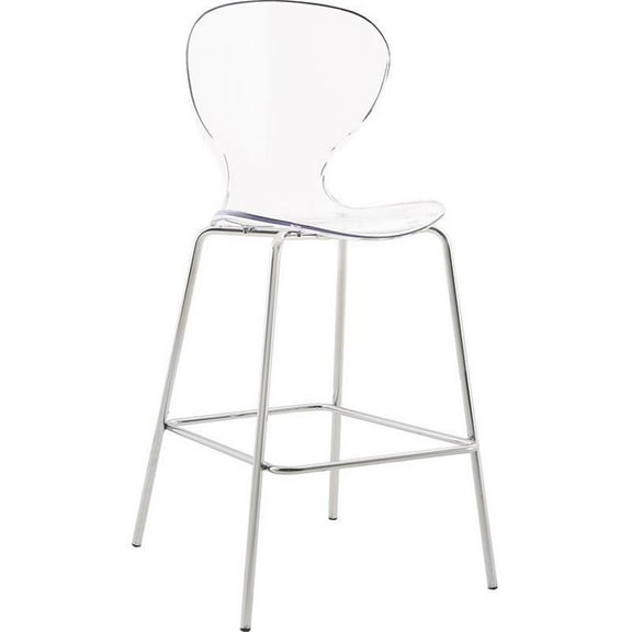 Pemberly Row Modern 27.5"H Counter Stool in Chrome (Set of 2)