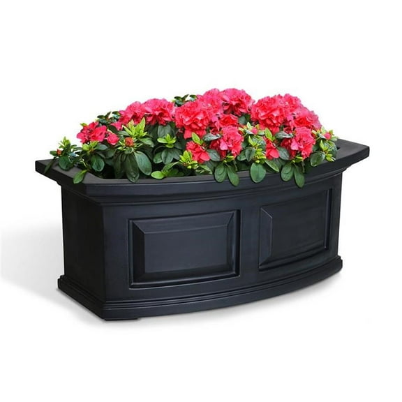 Pemberly Row Modern 2ft Traditional Plastic Window Box in Black