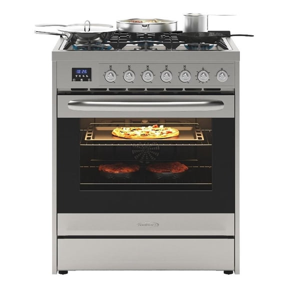 Pemberly Row Modern 30" Stainless Steel Professional Gas Range