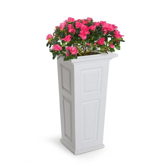 Pemberly Row Modern 32" Tall Traditional Plastic Planter in White