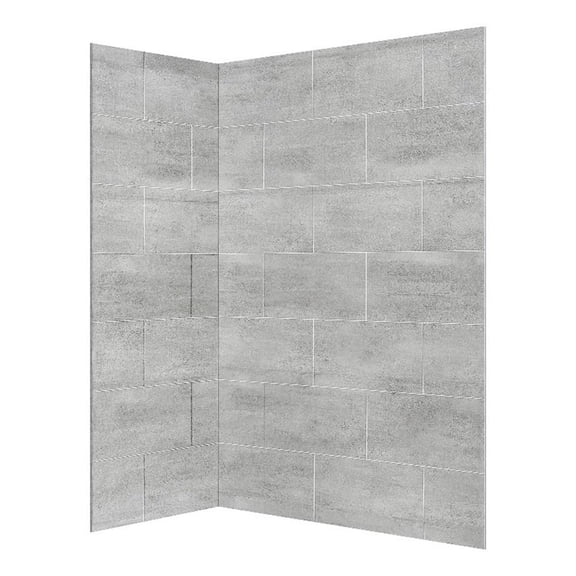 Pemberly Row Modern 32" x 48" Gray Tile Corner Shower Wall Panels