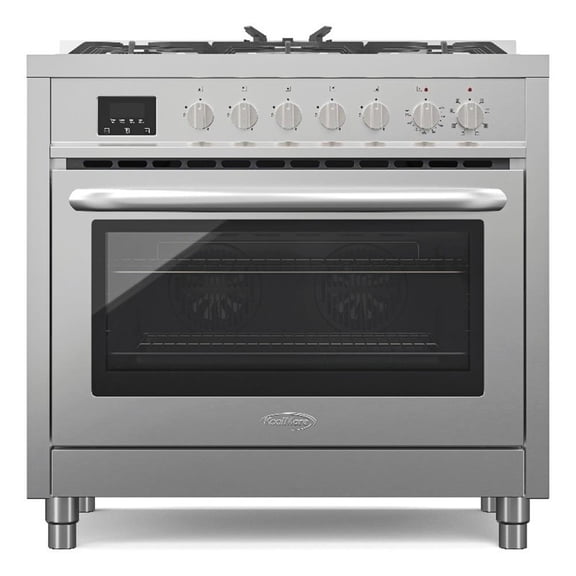 Pemberly Row Modern 36" 5 Burner Freestanding Dual Fuel Range