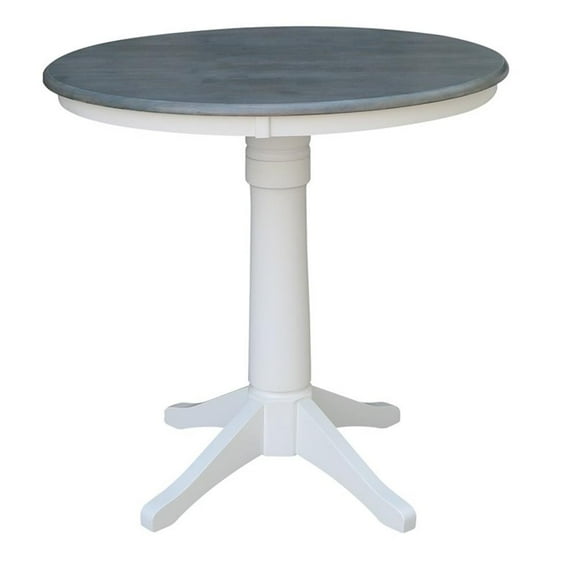 Pemberly Row Modern 36" Round Solid Wood Gray Table-Counter Height