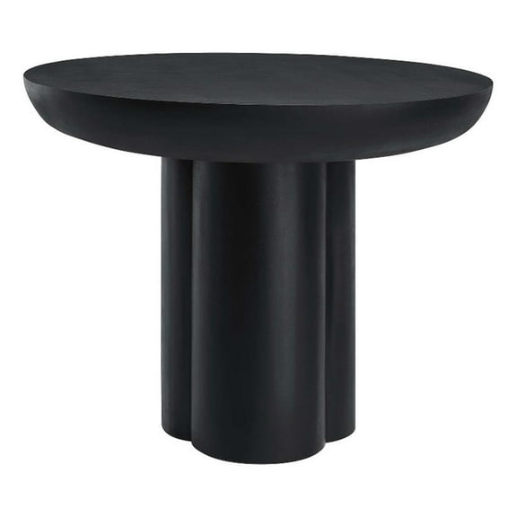 Pemberly Row Modern 40" Round Concrete Dining Table in Black