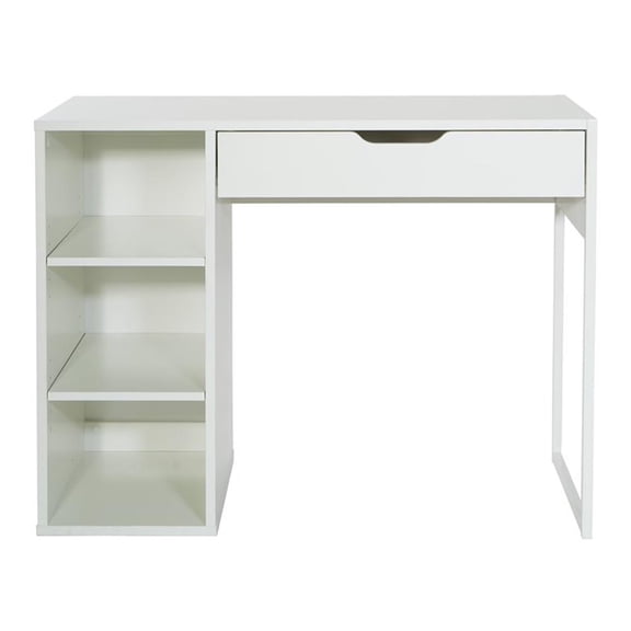 Pemberly Row Modern 40"W Desk in Engineered Wood White Finish