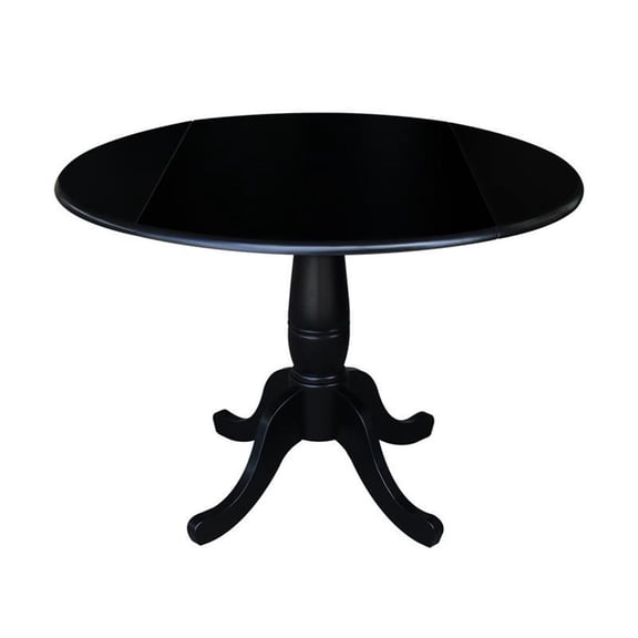 Pemberly Row Modern 42" Round Dual Drop Leaf Pedestal Table 29.5"H