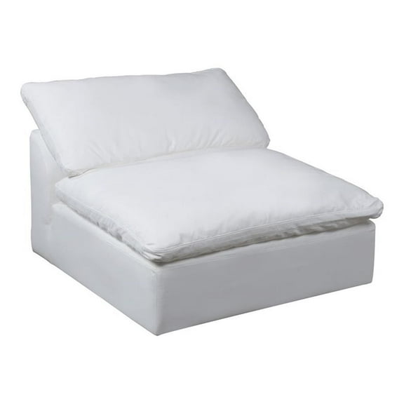 Pemberly Row Modern 44" Fabric Slipcovered Armless Chair in White