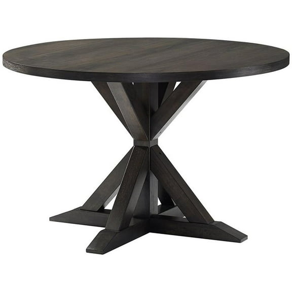Pemberly Row Modern 47"Wood Round Pedestal Dining Table in Slate