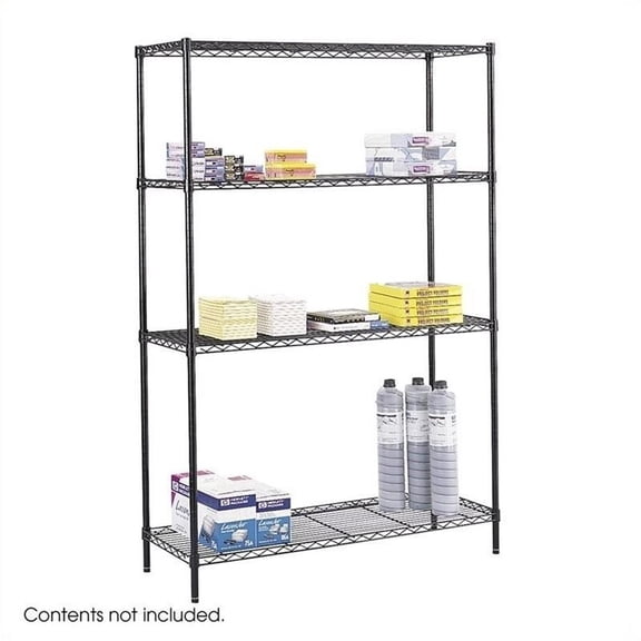 Pemberly Row Modern 48"x18" Industrial Wire Shelving in Black