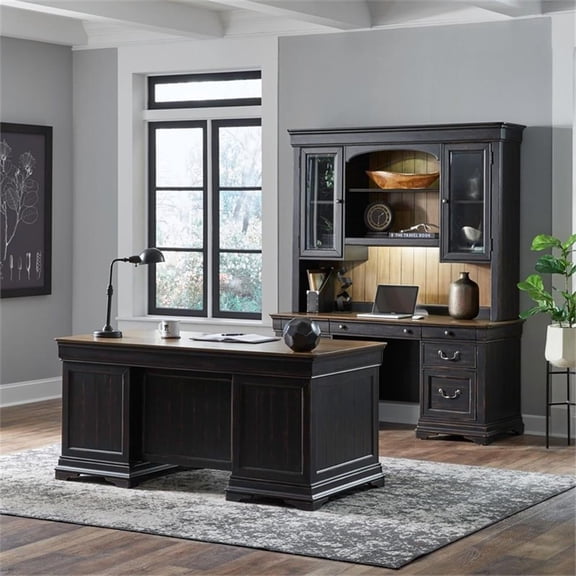Pemberly Row Modern 5 Piece Jr Executive Set - Aged Charcoal