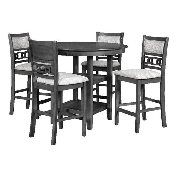 Pemberly Row Modern 5-Piece Transitional Wood Dining Set in Gray