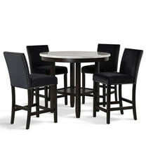 Pemberly Row Modern 5-Piece Wood Round Counter Table Set in Black