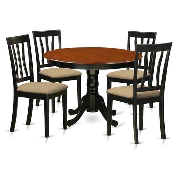 Pemberly Row Modern 5-piece Traditional Wood Dining Set in Black
