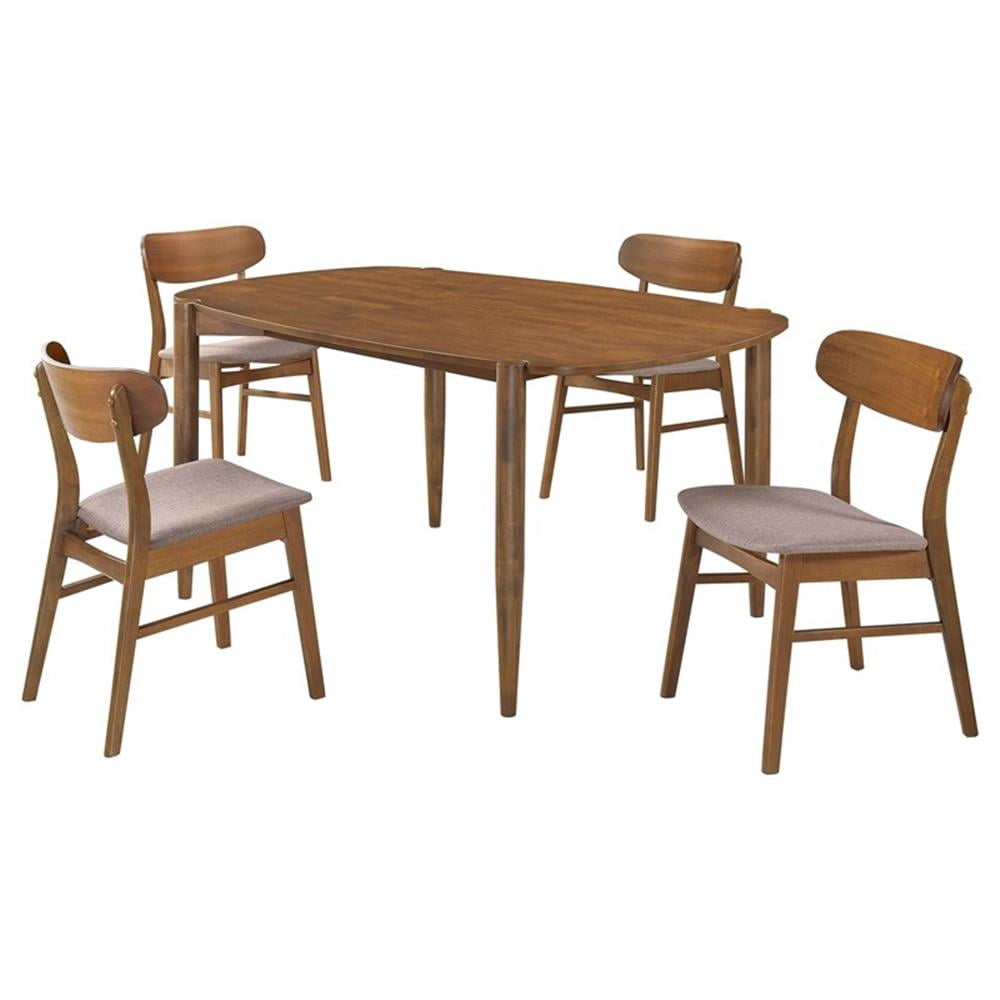 Pemberly Row Modern 5-piece Wood Oval Solid Wood Dining Set Walnut ...