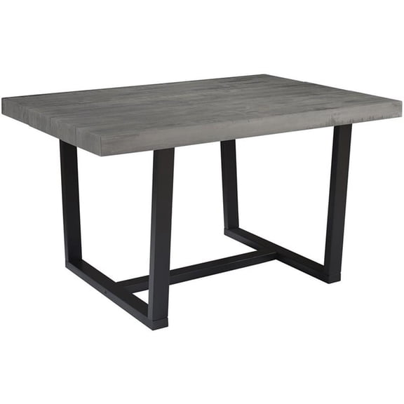 Pemberly Row Modern 52" Solid Pine Wood Dining Table in Gray/Black