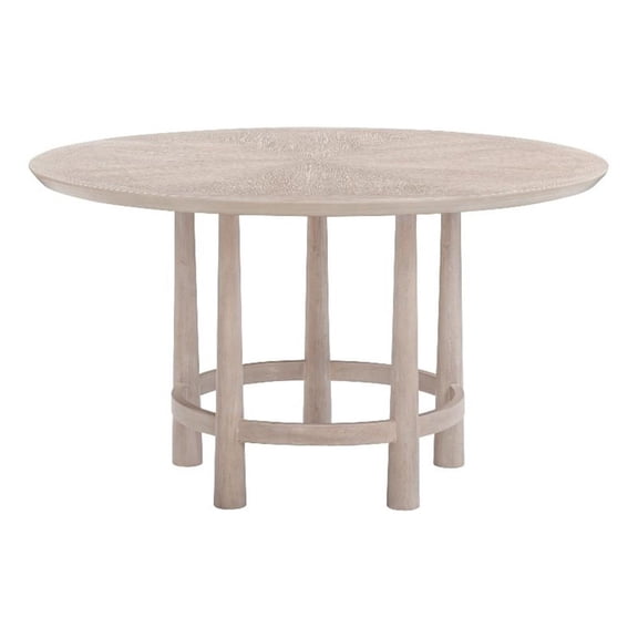 Pemberly Row Modern 54" Round Starburst Dining Table in White Oak