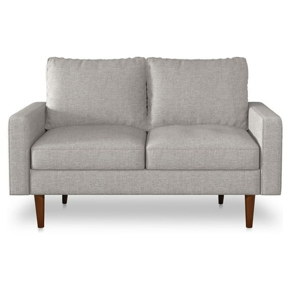 Pemberly Row Modern 58" Upholstered Fabric Loveseat in Beige