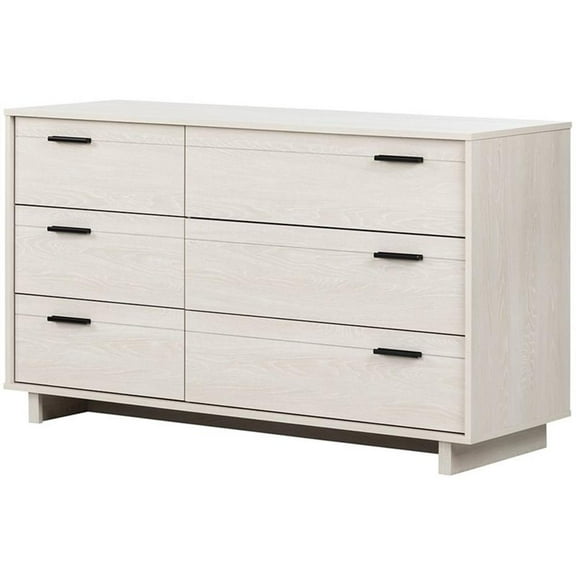 Pemberly Row Modern 6 Drawer Double Dresser in Winter Oak