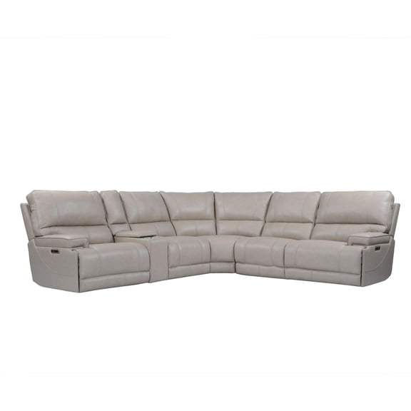 Pemberly Row Modern 6 Piece Leather Reclining Sectional in Gray