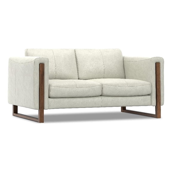 Pemberly Row Modern 62" Wide Sofa in Light Smoke Gray Genuine Leather