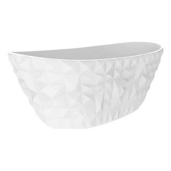 Pemberly Row Modern 64" x 33" Manmade Stone Bathtub in Matte White