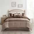 thumbnail image 1 of Pemberly Row Modern 7-Piece Faux Suede Comforter Set in Brown, 1 of 10