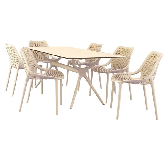 Pemberly Row Modern 7 Piece Rectangle Dining Set in White Finish