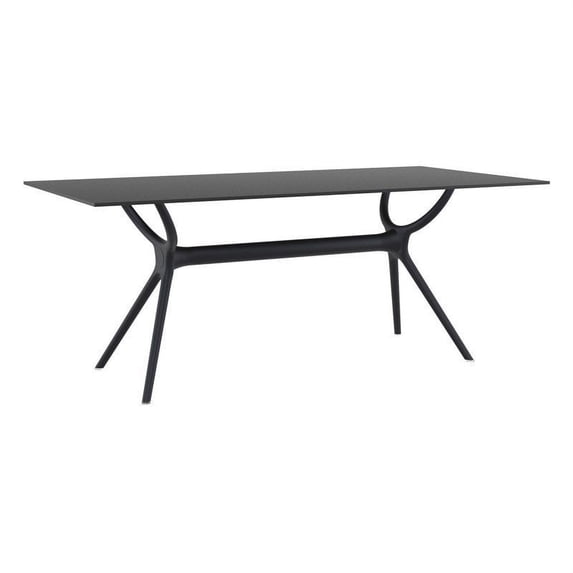 Pemberly Row Modern 71" Patio Dining Table in Black