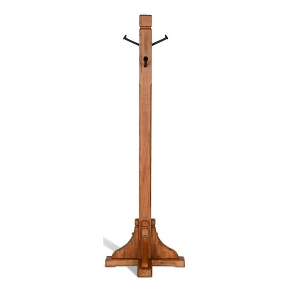 Pemberly Row Modern 72" Freestanding Wood Hat Rack in Rustic Oak