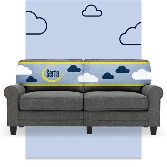Pemberly Row Modern 73" Rolled Arm Sofa with Removable Covers Gray