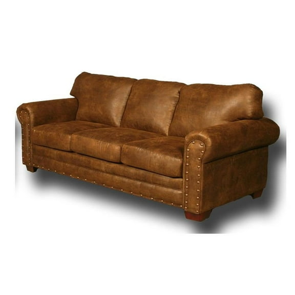 Pemberly Row Modern 88" Microfiber Buckskin Sleeper Sofa in Brown