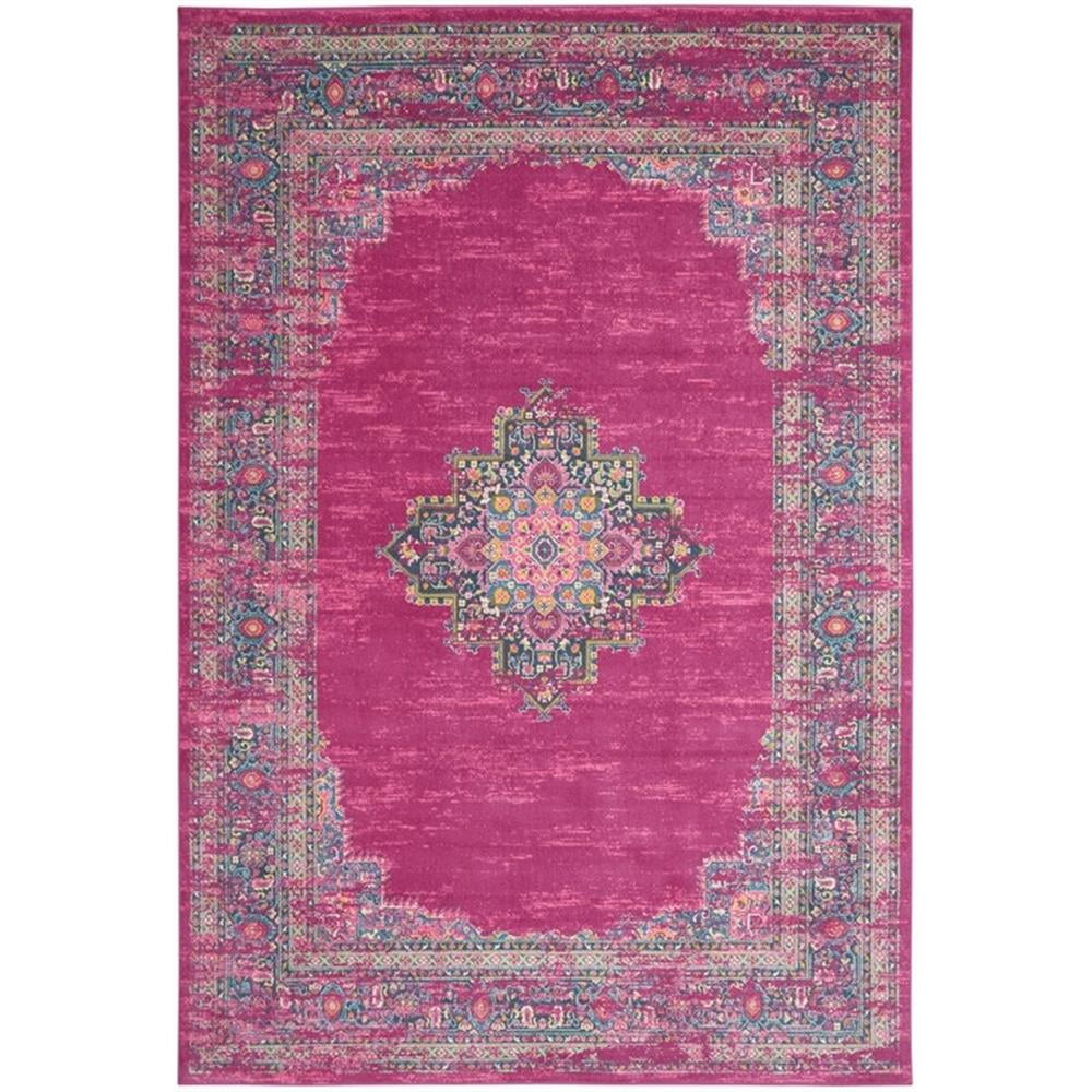 Pemberly Row Modern 9' x 12' Pink Fabric Bohemian Indoor Area Rug ...