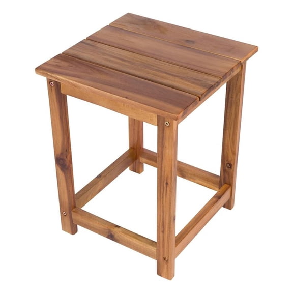 Pemberly Row Modern Acacia Wood Outdoor Patio Side Table in Oak
