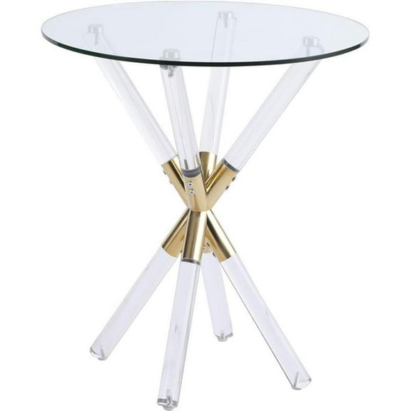 Pemberly Row Modern Acrylic and Gold Metal Glass Top End Table