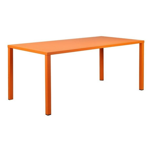 Pemberly Row Modern Aluminum Frame Patio Dining Table in Orange